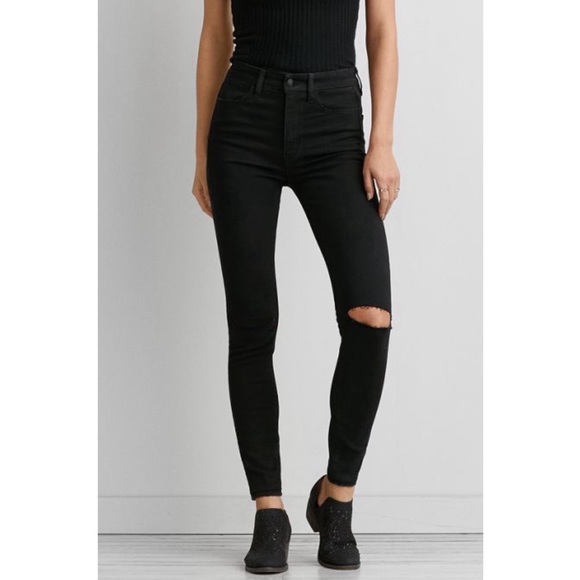 American Eagle Outfitters Denim - AEO Curvy Super Hi-Rise Jeggings with distressing size curvy 6 regular
